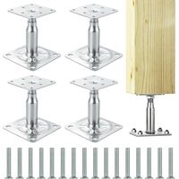 Satz Aus 4 Höhenverstellbaren Pfostenträgern, Zum Schrauben, Galvanisiert, Mit Dickschichtiger Passivierung, Galvanisierte Pfostenträger Für 100-150 Mm Mit 16 Schrauben