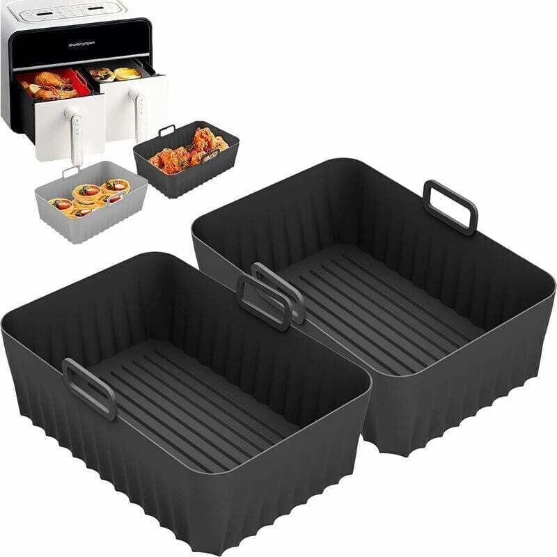 2 Stück Silikon-airfryer-einsätze Für, Airfryer-zubehör Für Dual-airfryer, Wiederverwendbare Airfryer-liner Für Tower Instant Vortex Salter.