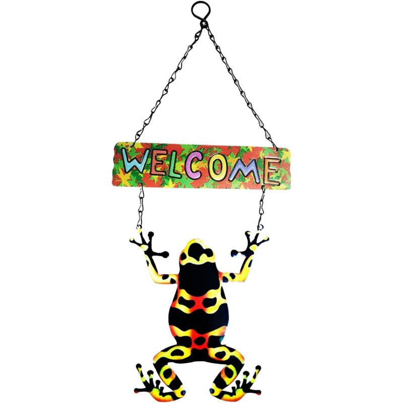Wandschmuck Aus Schmiedeeisen, Dekoration, Willkommen, Haus, Frösche, Gartenarbeit, Hängeform, Eisen Zum Aufhängen, Kinderschaukel Für Draußen Mit Rahmen
