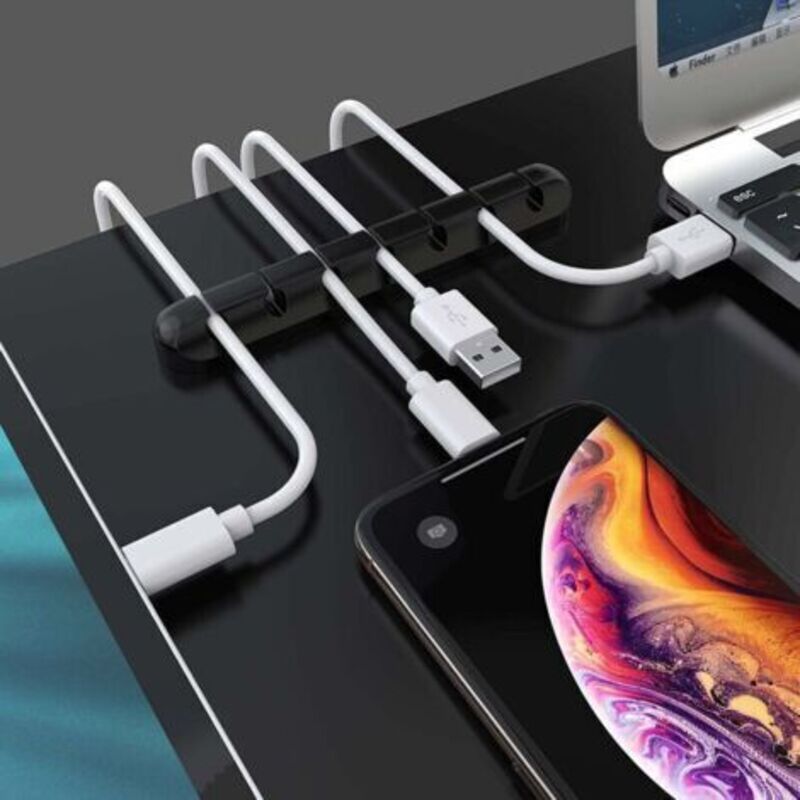 3er-set Kabelclips, Schreibtisch-kabelorganizer, Kabelhalter, Hub, Silikon-datenkabel-organizer Mit Kartenfach, Selbstklebender Clip Für Netzwerkkabel