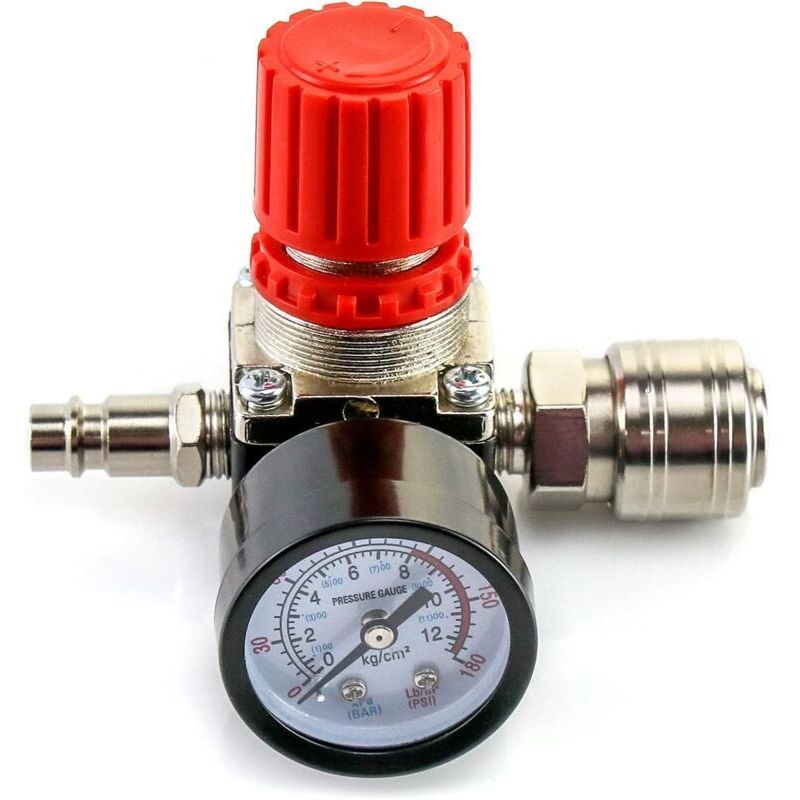 1/4" Druckregler Für Luftkompressor (vierwegeventil), Druckregelventil Mit Anschluss 140 Psi 12 Bar