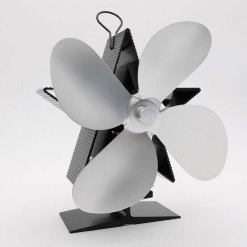 Holzofen-ventilator Mit 4 Flügeln Und Thermometer - Wärmebetriebener Kaminventilator, Leiser Ventilator Mit Überhitzungsschutz Für Holzofen, Gaskamin Und Ofen