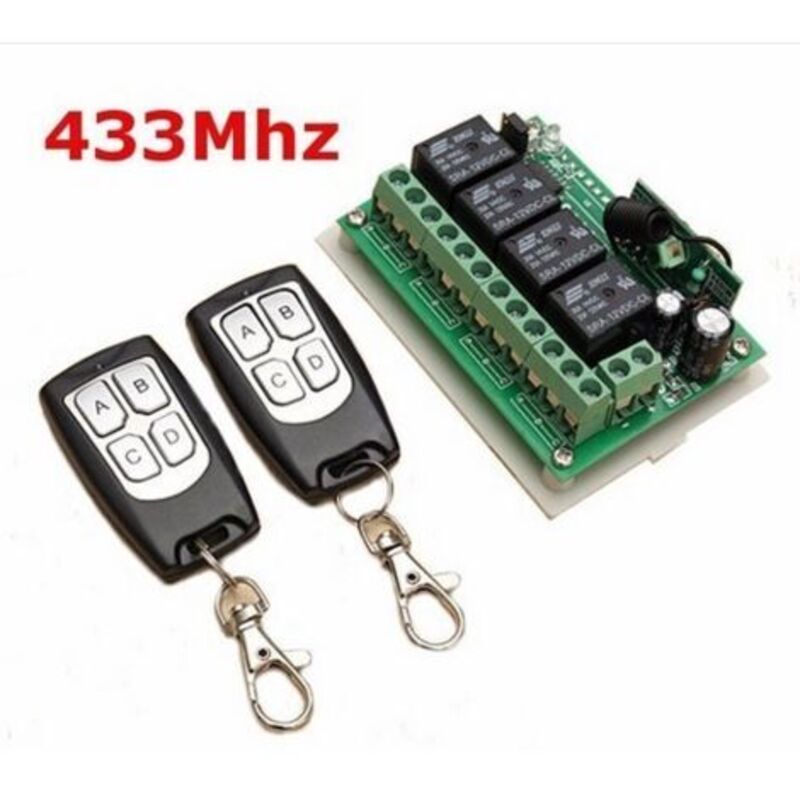 433mhz Funkfernbedienung, 4-kanal, Dc 12v, 4-kanal-relaisschalter, Rf-langstrecke, 2 Sender + 1 Empfänger Für Garagentor/toralarm