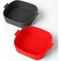 Silikonform Für Heißluftfritteuse, 2er-set, 22 X 22,5 X 5,5 Cm, Schützt Ihre Fettfreie Fritteuse, Verhindert Verschmutzung Der Fritteuse, Leicht Zu Reinigen, Rillen Am Boden Ermöglichen