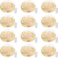 Set Aus 12 Batteriebetriebenen Led-lichterketten - 2,1 M, 20 Leds, Wasserdichter Silberdraht, Glühwürmchen- Und Sternmond-motiv, Für Bastelarbeiten, Hochzeiten, Tischdekoration, Partys, Schlafzimmer U
