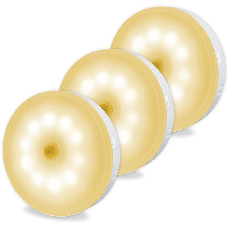 3-teiliges Magnetisches Led-licht – Bewegungsmelder – Wiederaufladbar – Weißes Abs