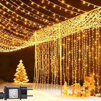 Rideau Lumineux 100m 600 Led Lichtervorhang Hochzeit Mit Transformator, Timer, 8 Modi Wasserdicht Weihnachtslichtervorhang Für Pergola Garten Außen Innen Dekorationen - Warmweiß