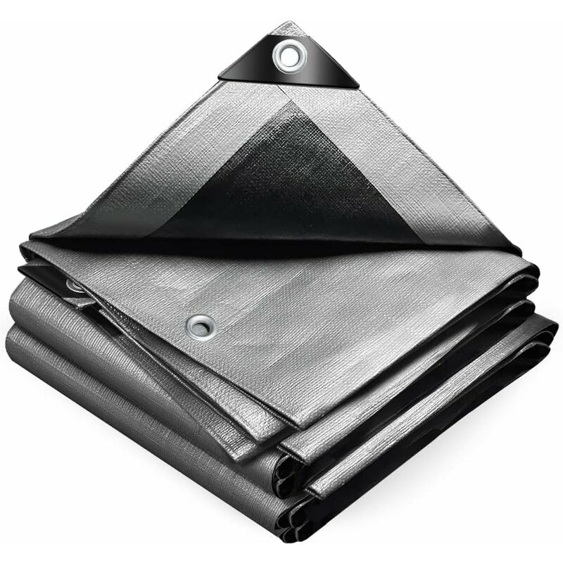 Schutzplane Aus Polyethylen 240g/m², Ultra-schwere Und Resistente Wasserdichte Plane, Beidseitig Beschichtet Mit Aluminium-ösen, Wasserdichte Abdeckung Für Garten Und Pool, 3x5m