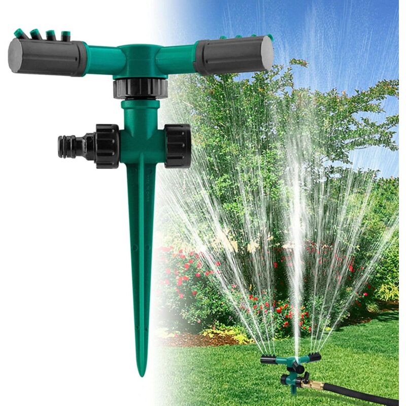 Grüner Kreisregner Für Rasen, Gartensprinkler Für Gleichmäßige Bewässerung, 360° Drehbarer Regner, 3-arm-sprinkler, Bewässerungssystem Für Rasen