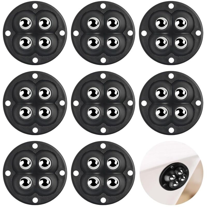8er-set Kugelrollen - 4 Rollen - Kleine Selbstklebende Universalrollen - 360° Drehbare Möbelrollen - Für Möbel - Flach, Stahl, Acrylnitril-butadien-styrol, Holz