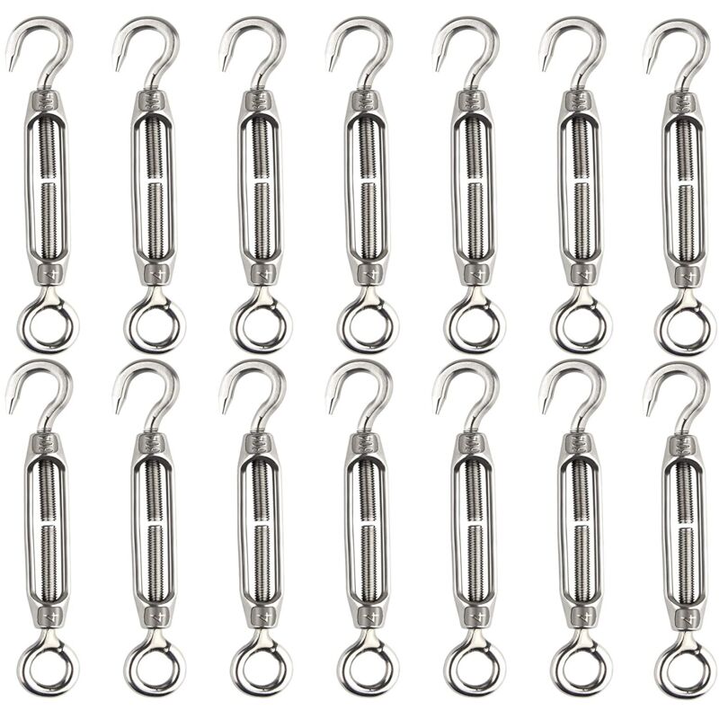 14-teiliger M4-seilspanner Mit Haken Und Öse, Seilspanner Aus Edelstahl 304, Robuste Seilspanner