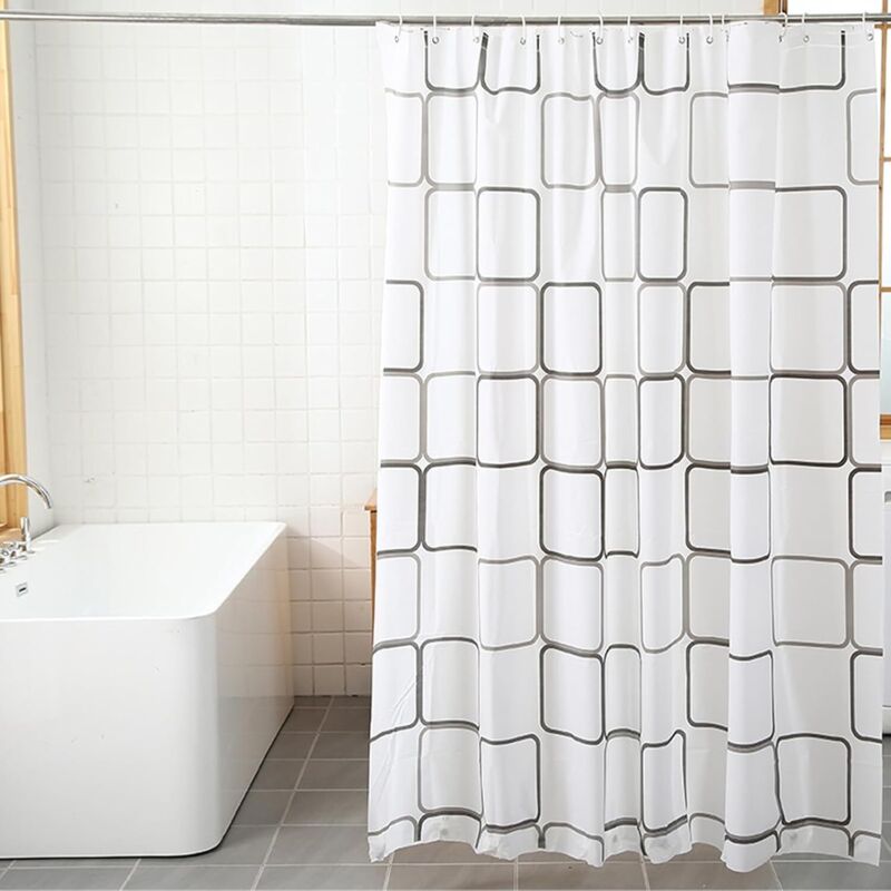 Duschvorhang, Badvorhang, Badewannenvorhang, Schimmelresistenter Vorhang, Wasserdichter Duschvorhang, Duschvorhang Für Das Badezimmer, 180 X 200 Cm (karo-muster)