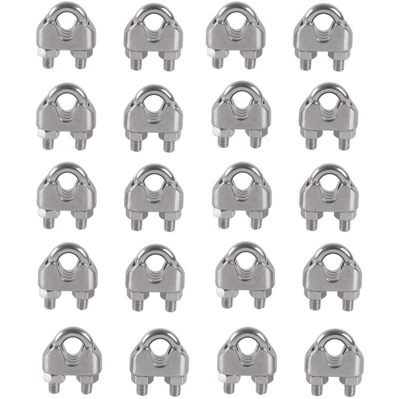Kabelklemmen M4 U-förmig, Kabelclips Aus Edelstahl 304, Sattelklemmen Für Drahtseile Für Außenwäscheständer, 20 Stück