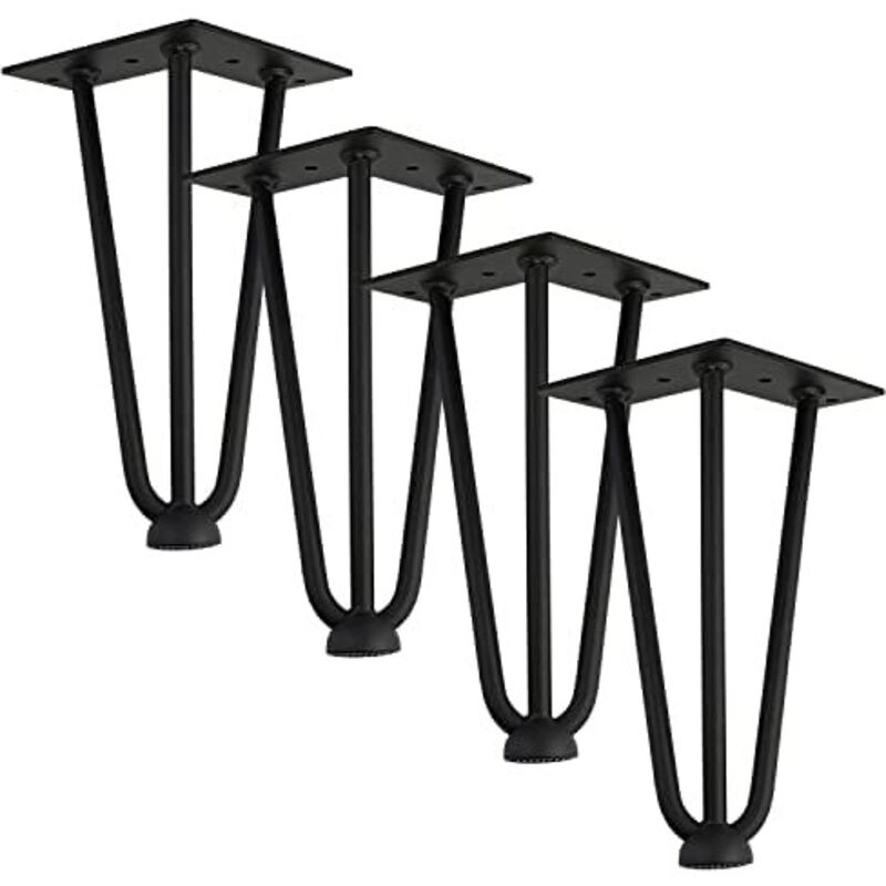 Qrity [migliora] Satz Von 4 Haarnadel-tischbeinen, 25 Cm Hohe Diy-metallbeine, Dreistegige Eisenkonstruktion, Robuster, Mit Schrauben Und Bodenschonern