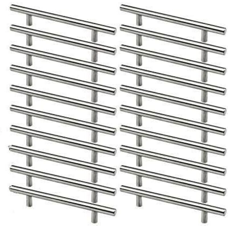 20 Küchenmöbelgriffe Aus Edelstahl, Lochabstand 128 Mm, T-förmiger Griff Aus Gebürstetem Stahl Für Möbeltüren.