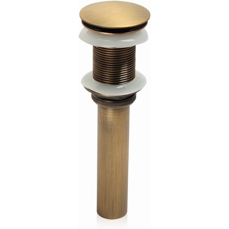 Un-fendue Waschbecken Wasserhahn Push-pop-up Klick-klack Stopfen Ohne Überlauf (antik Messing)