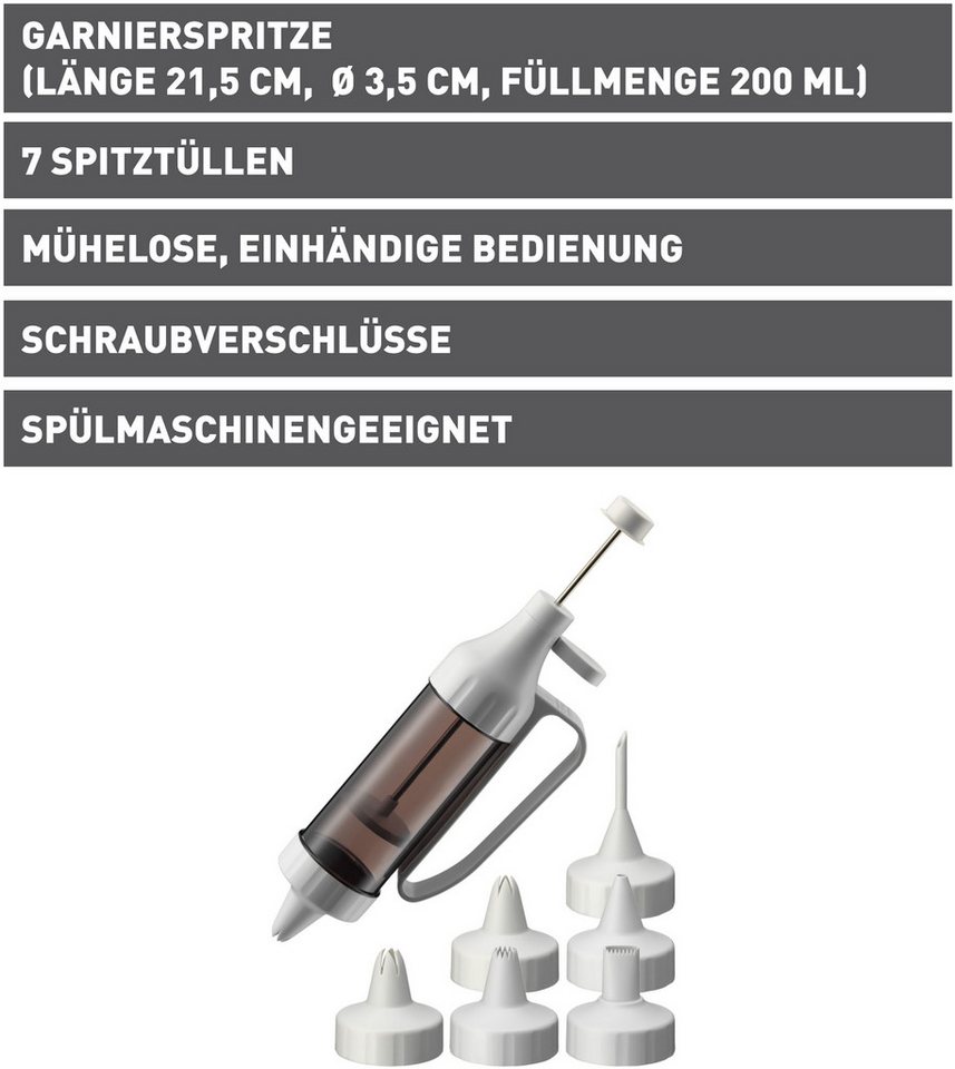 Kaiser Backformen Gebäckpresse Inspiration, (Set, 8-tlg), Garnierspritze, transparenter Behälter, 7 Spritztüllen Bild 2