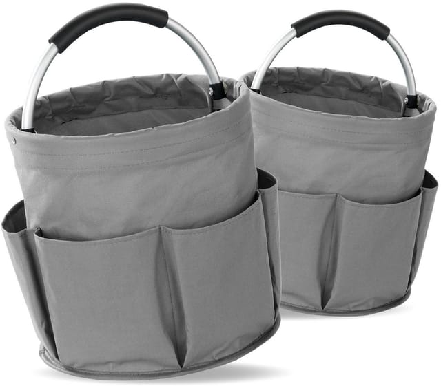WENKO Falteimer Modell Universal-Caddy, (Set, 2-tlg), Organizer für Haus & Garten, platzsparend faltbar, mit 6 Außentaschen