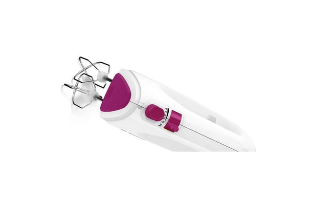 BOSCH Handmixer CleverMixx MFQ2210P, Edelst. Rührbesen/Knethaken, 4 Stufen, weiß/pink, 375 W, Turbotaste, ergonomischer Griff, Auswurftaste, Made in Europe