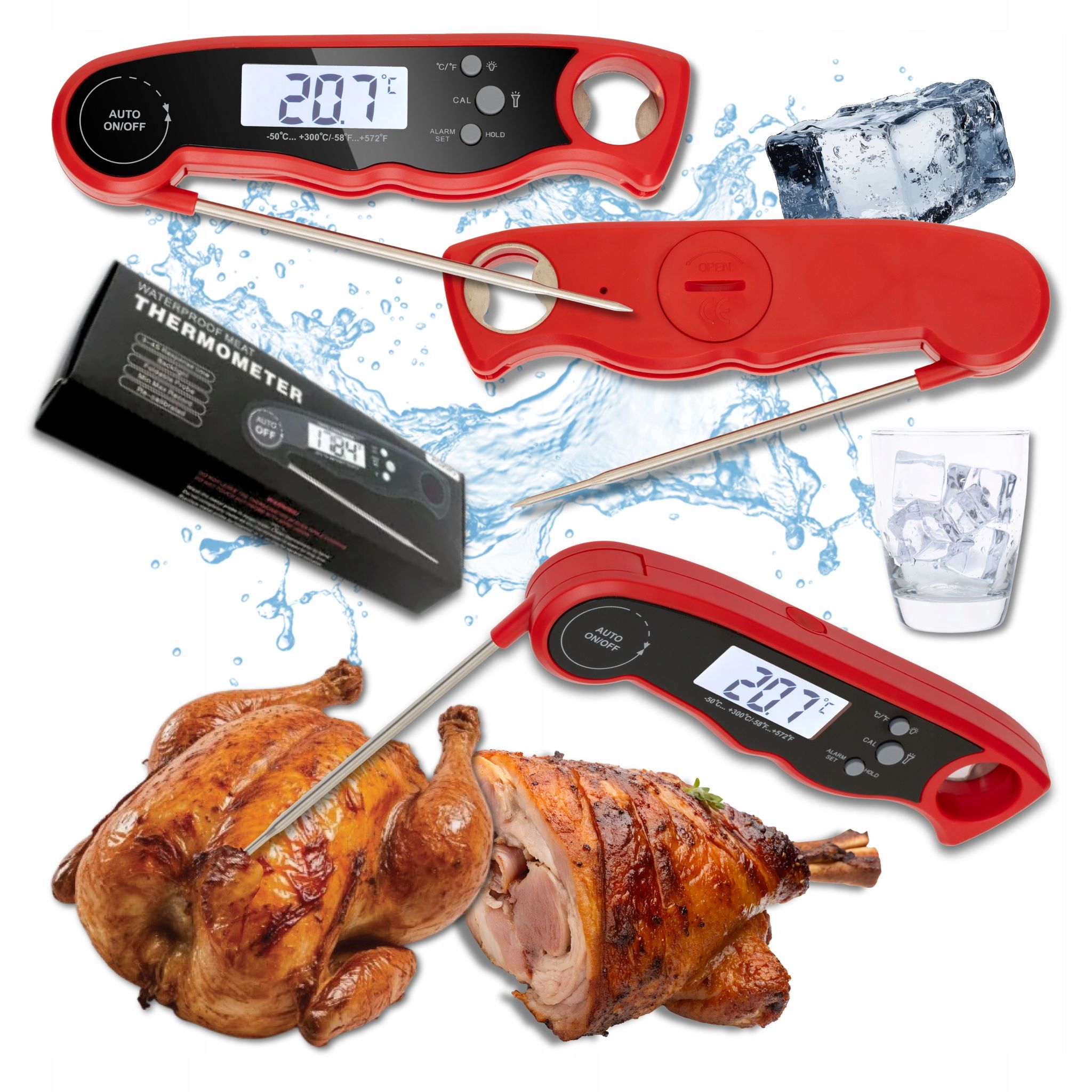 Elektronisches Fleischthermometer Mit Sonde, Lcd-hintergrundbeleuchtung, Grill- Und Backofenfunktion