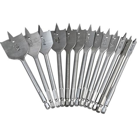 Sabir 13-teiliges Flachbohrer-set, 15 Cm Lange Flachbohrer Aus Kohlenstoffstahl, 6 Mm Schaft, Inklusive Aufbewahrungsbox