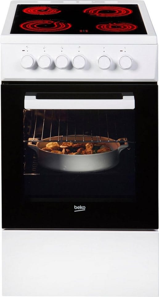 BEKO Elektro-Standherd FSS57000GW, Simple Steam Reinigungsfunktion, mit Kleinflächengrill