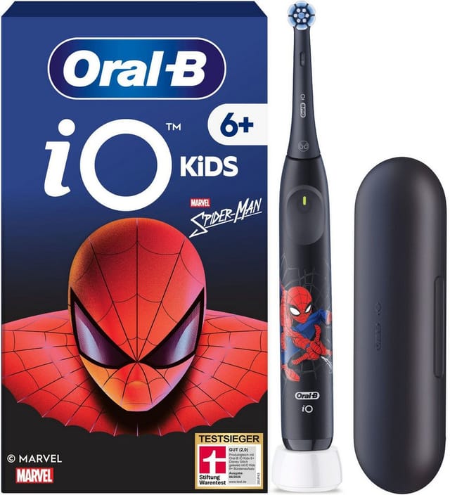 Oral-B Elektrische Kinderzahnbürste iO Kids 6+ Spiderman, Aufsteckbürsten: 1 St., 1 Reise-Etui, Musik-Timer, 3 Modi, ab 6 Jahren