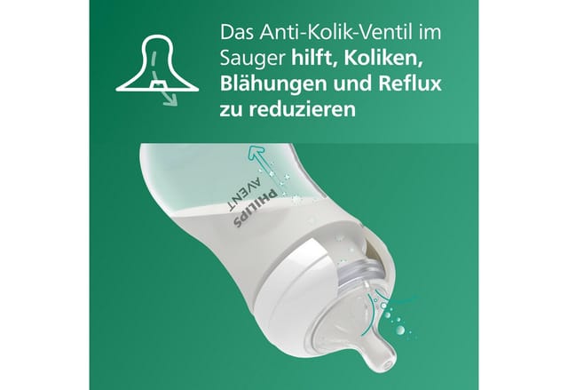 Philips AVENT Babyflasche Natural Response Babyflasche, aus Glas, 2er-Pack, mittlere Durchflussrate