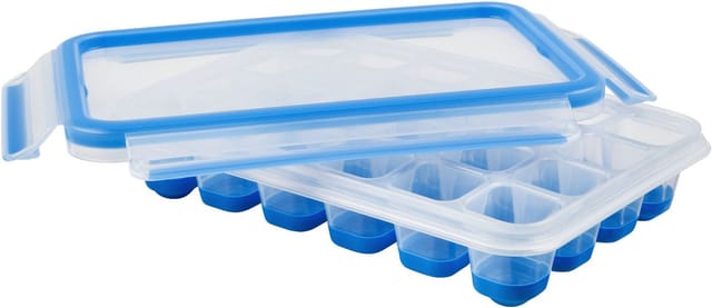 Emsa Eiswürfelbehälter Clip & Close, Polyprophylen (PP), (2-tlg), 24 Eiswürfel, flexibler Boden, dicht, auslaufsicher, spülmaschinenfest