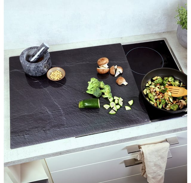 KESPER® Schneide- und Abdeckplatte Multi-Glasschneideplatte, Schiefer, 56x50 cm, ESG-Sicherheitsglas, (1 tlg), vielseitig einsetzbar