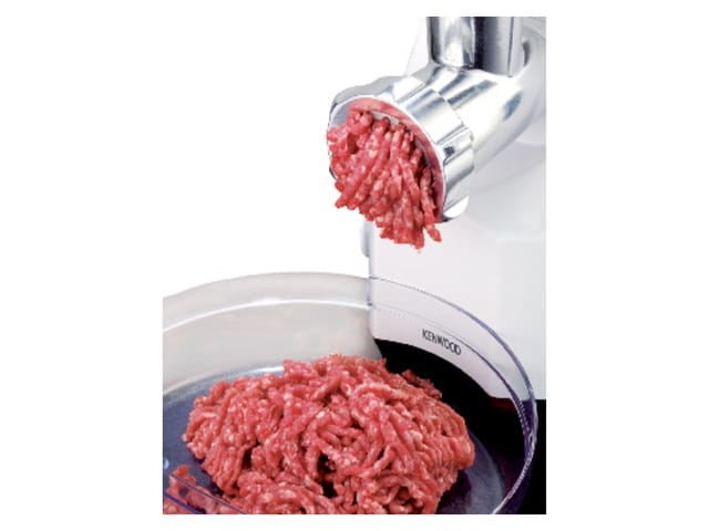 KENWOOD Fleischwolf MG 450, 1400 W, 2 Wurstfüllaufsätze, 1 Kebbeaufsatz, 3 Lochscheiben