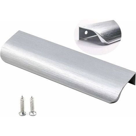 Set Mit 10 Möbelgriffen Aus Gebürstetem Nickel – Unsichtbare Griffe Für Schubladen Und Schränke – 128 Mm Lochabstand – Einfache Montage