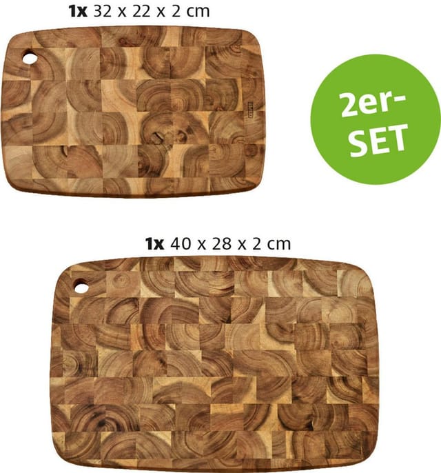 KESPER® Tranchierbrett, Massivholz, (Set, 2-St), aus FSC®-zertifizierter Akazie