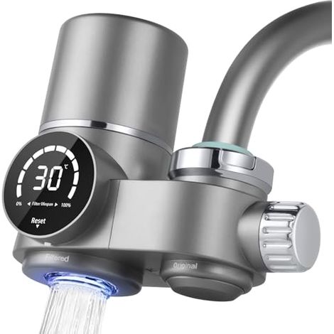 Wasserhahnfilter, Wasserfiltersystem Mit Led-anzeige, Inklusive 1 Filterkartusche, 8 Filterschichten, Entfernt Verunreinigungen, Chlor, Bleichmittel Und Würmer, Einfache Installation