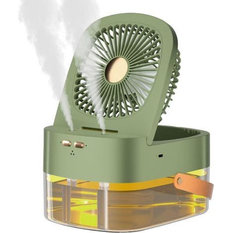 3-in-1 Usb-betriebener Tragbarer Ventilator Mit Befeuchtungsfunktion Und Led-nachtlicht, Einstellbare Geschwindigkeiten Für Optimalen Komfort In Innenräumen (wiederaufladbar 1)