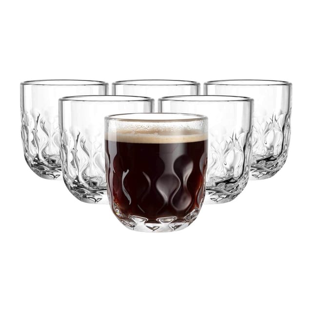 LEONARDO Gläser-Set Kaffee-Glas GOCCE, 220 ml, 6er-Set, 6-tlg., Glas, 2. Variante, mit Tropfenrelief
