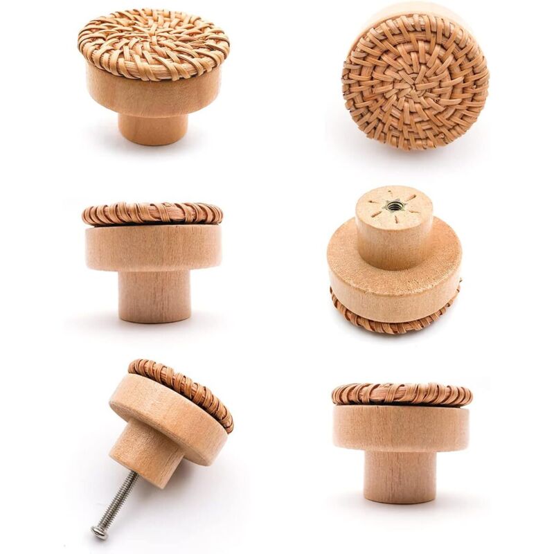 6 Stück Holzgriffe Für Möbel, Schubladengriffe Aus Holz, Knöpfe Für Möbel - Geeignet Für Küchenschränke, Türgriffe, Schubladen Und Wohnzimmer 40 X 30 Mm