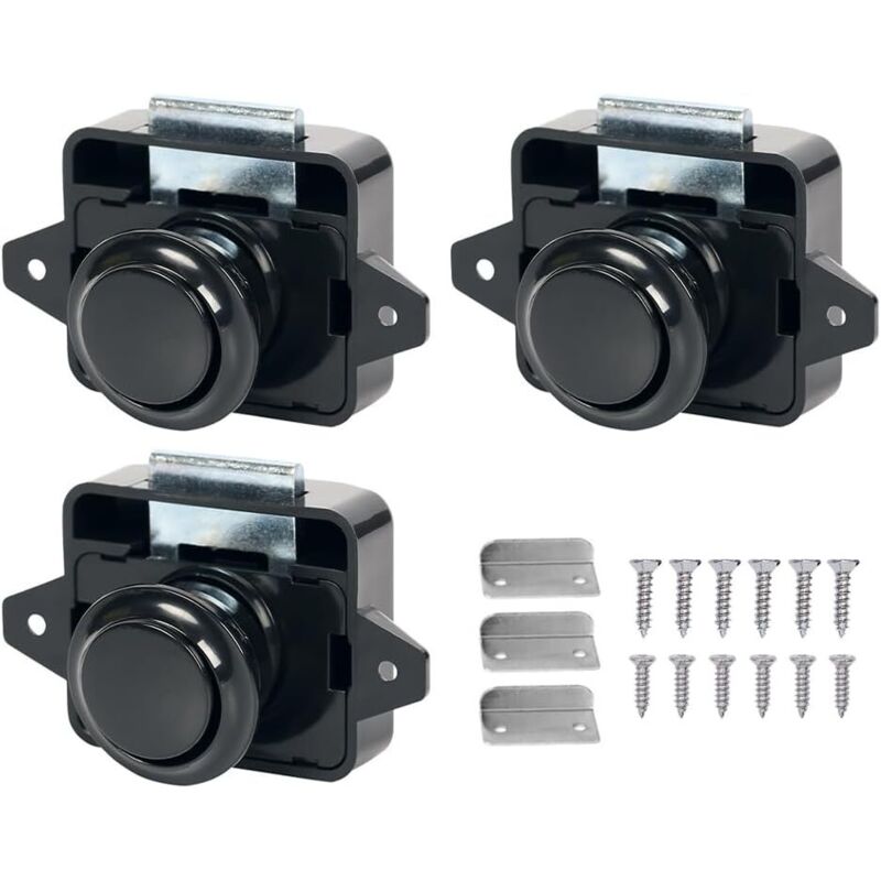 3 Stück Druckknopf-verschluss, Druckknopf-schloss, Schlüsselloses Möbelverschluss-riegel, Druckknopf-verschluss, Für Wohnmobil-, Van-, Wohnwagen-, Schrank-, Schubladen- Und Türen