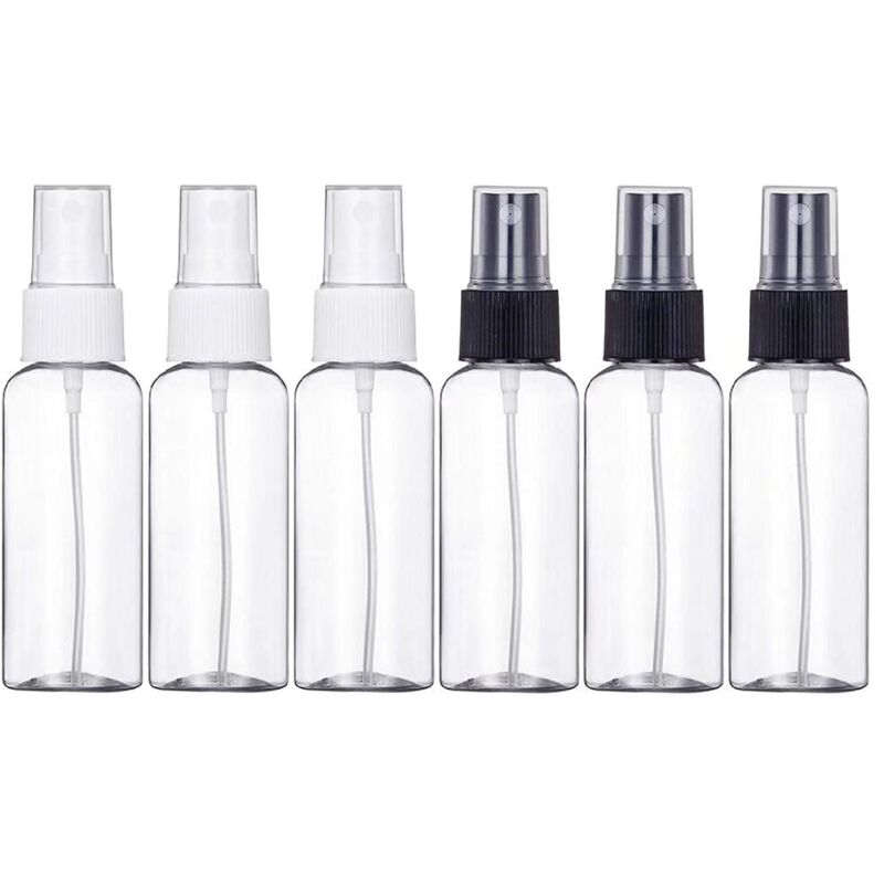 6 Stück 100 Ml Leere Sprühflaschen, Wiederverwendbare Plastikzerstäuber-flaschen, 3x Weiß, 3x Schwarz
