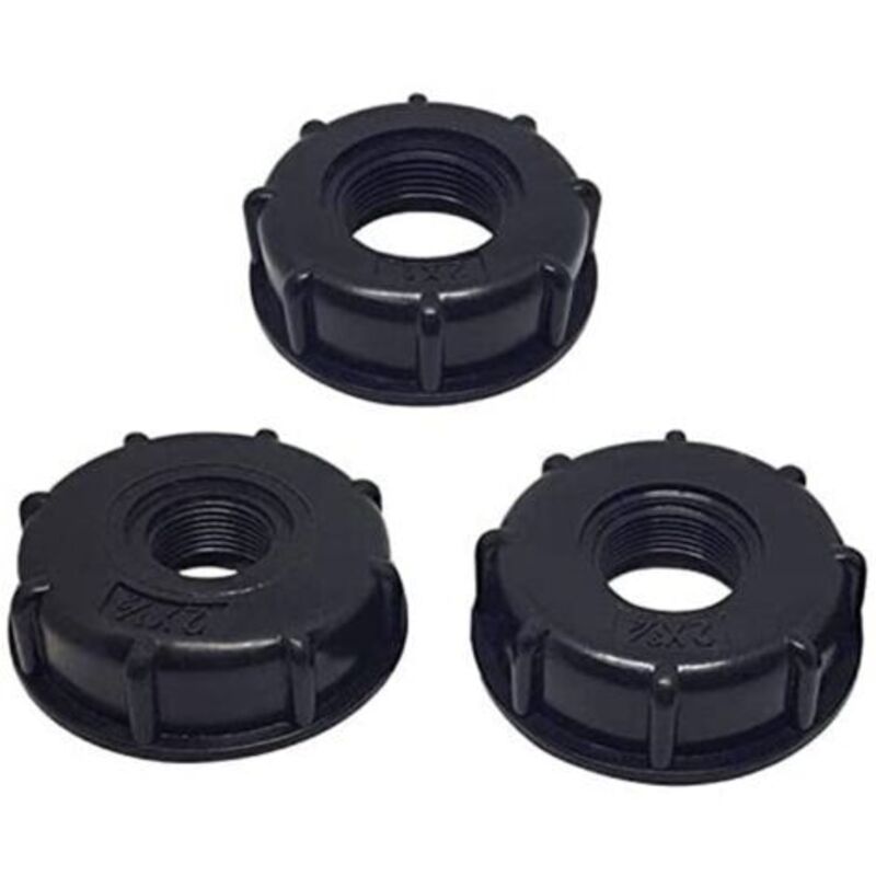 3 Stück Ibc-tankverschluss, Kunststoffadapter Mit S60x6-schnellkupplung Für Wassertank, 1/2", 3/4", 1" Anschluss Mit Gewindedichtungen, Adapter Für Garten Und Haus – Schwarz
