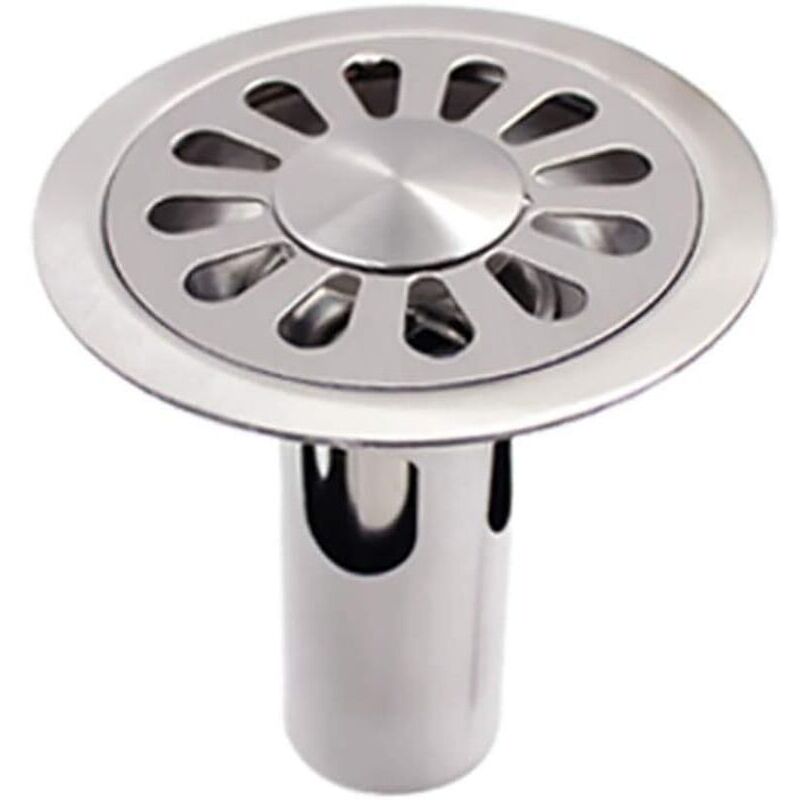 Runder Edelstahl-bodensiphon, Gebürstet, Für Badezimmer, Wc, Küche, Waschküche, Garten - 100 Mm X 100 Mm