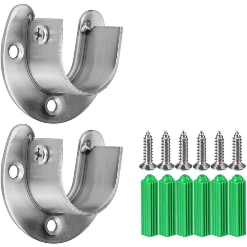 Shining House 2er-pack Kleiderstangenhalter, Edelstahl Kleiderstangenhalter, Verstellbarer U-förmiger Stangenhalter Für Kleiderschränke, 32mm