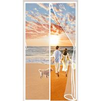 Magnetisches Fliegengitter Für Türen, Magnetisches Tür-fliegengitter – Anti-mücken-vorhang Ohne Bohren, Einfache Werkzeuglose Installation Für Wohnzimmer Und Terrasse, 140 X 220 Cm – Weiß