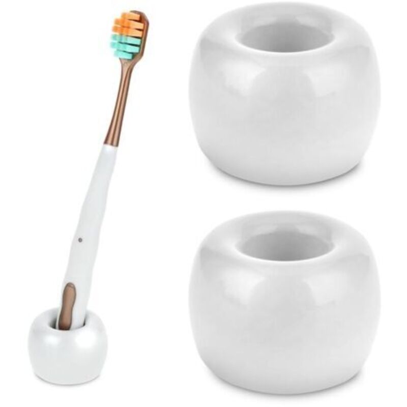 2er-set Handgefertigte Mini-zahnbürstenhalter Aus Keramik Für Badezimmer-rasierer, Weiß