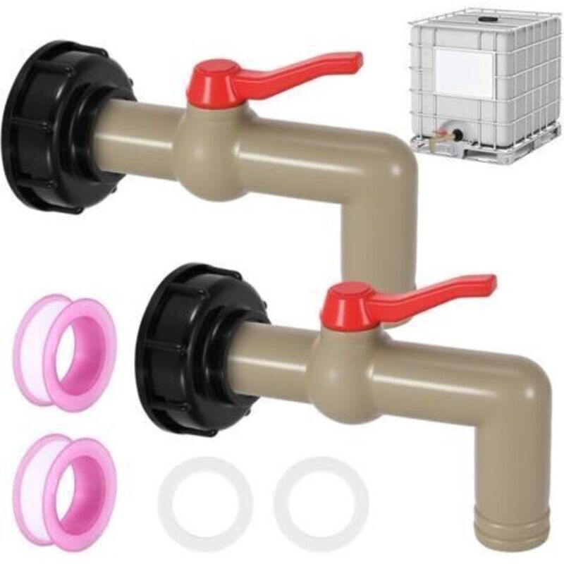 2er-pack Ibc-hähne, Ibc-tankzubehör, Kugelhahn, 1 Zoll, Ibc-adapter S60x6, Grobgewinde, Ablasshahn Für 1000-liter-ibc-wassertank, 32 Mm