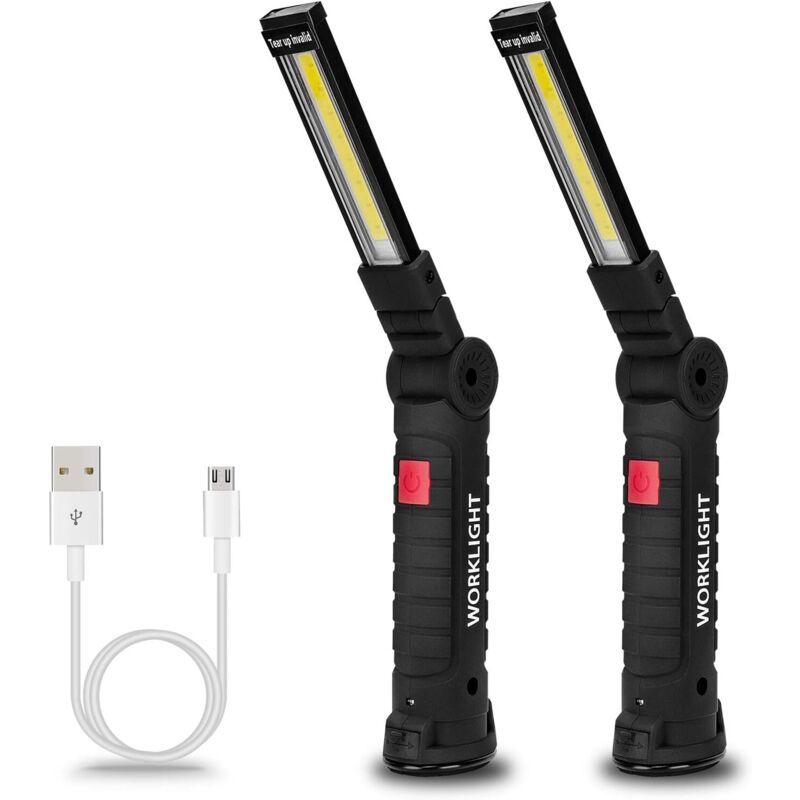 2er-set Wiederaufladbare Led-arbeitsleuchten Mit Magnetfuß, 360° Drehbar, Vielseitige Beleuchtung Für Reparaturen Und Outdoor-aktivitäten, Ideales Geschenk Für Männer.