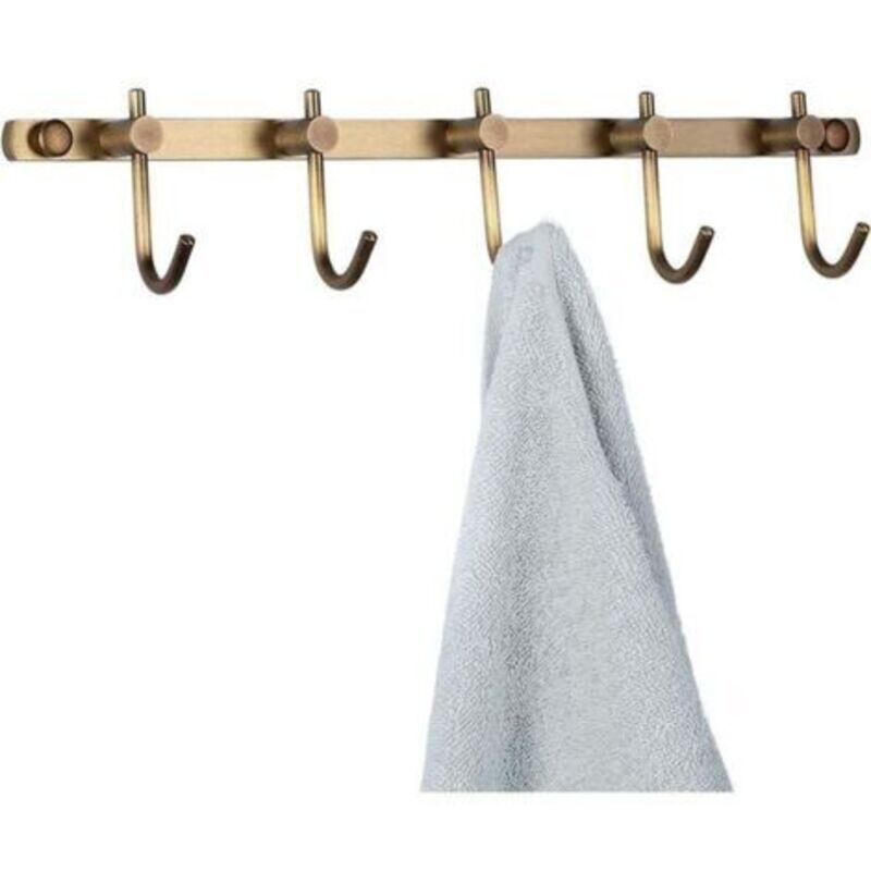 Messing Handtuchhaken Halterung, Gebürstetes Messing Wandmontage Haken, Antiker Mantelhaken, Kleiderbügel Mit 5 Haken, Wandhalterung Für Kleidungsstücke