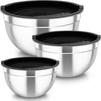 Set Aus 3 Rührschüsseln Aus Edelstahl Mit Luftdichtem Deckel, Schwarze Schüssel-set Perfekt Zum Kochen/vorbereiten/servieren, 4,5 L/2,5 L/1,5 L, Spülmaschinenfest