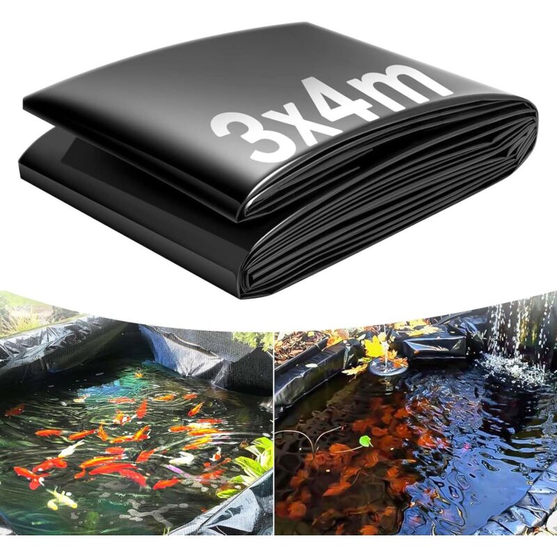 3x4m Teichfolie, 0,2 Mm Dicke Außen-teichabdeckung, Gartenteichliner Für Zierteiche, Fischteiche Und Wasserfälle