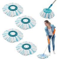 4 Ersatzköpfe Für Leifheit Clean Twist Disc Mop, Mikrofaserset Mit 2-faser-system, Wischmopp-ersatz Für Alle Bodenarten Und Schmutzpartikel
